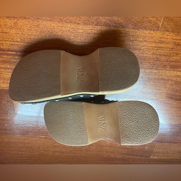 NWOT  NEW ZARA WOMEN WOODEN STUDDED BLACK LEATHER CLOGS MULE SLIPPERS SIZE 37 - Picture 8 of 16